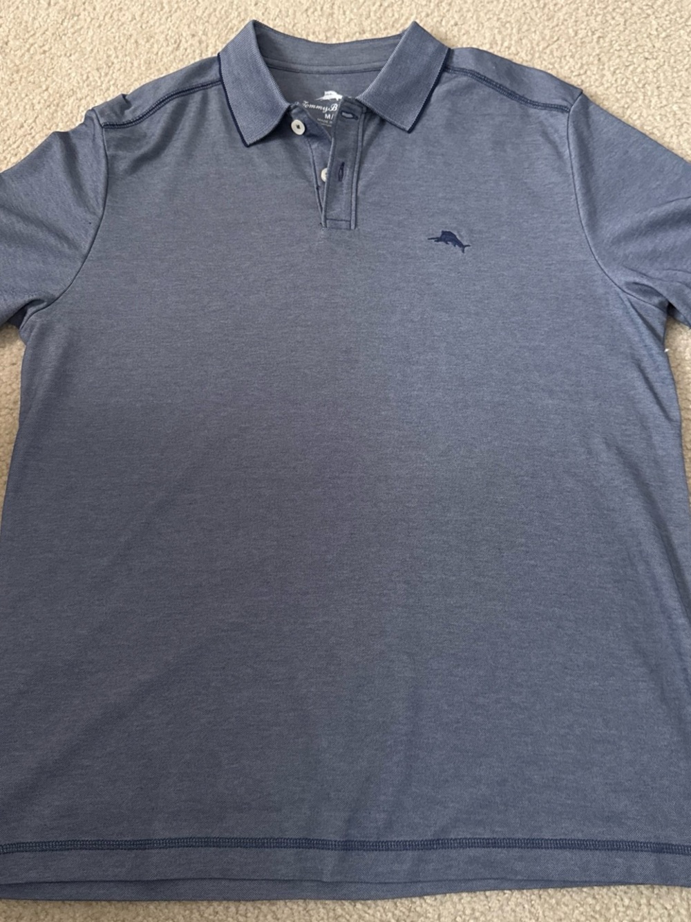 Tommy Bahama Heather Navy Polo with Embroidered Marlin